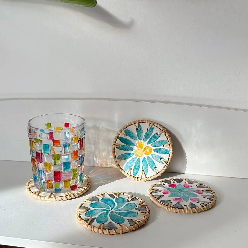 Rattan & Shell Coasters